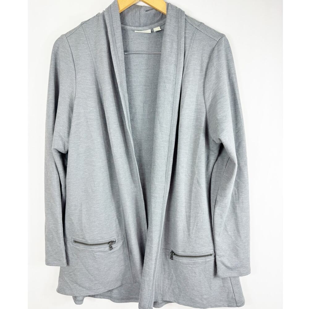 Logo Lounge Womens Zipper Pocket Gray Open Cardigan Medium